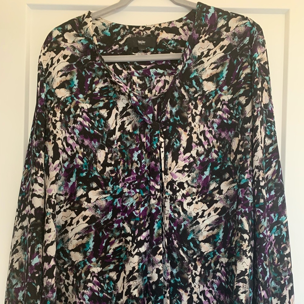 Women’s Multicolored Blouse with Tie-Neckline